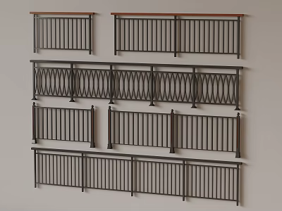 Various Stylish Railings Design With Metal And Wooden Elements For Home Decor 3d model