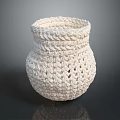 White Handmade Woven Vase With Intricate Textured Design And Decorative Style
