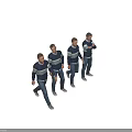 Man In Blue And White Long Sleeved Striped Sweater With Blue Jeans In Various Poses