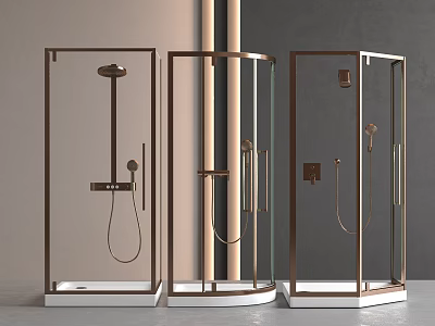 Modern Shower Sauna Enclosure Design With Glass Doors And Metal Frames 3d model