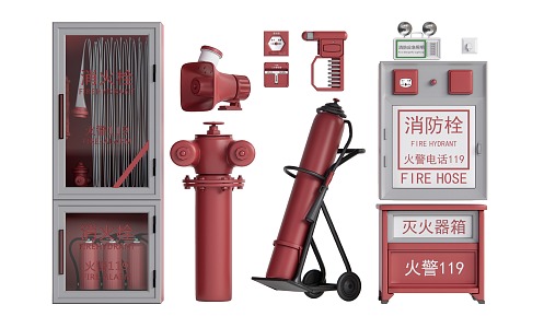 Modern Fire Fighting Equipment Fire Equipment Fire Extinguisher Fire Hydrant 3d model