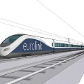 EuroLink High Speed Train With Modern Design On Railway Track Under Blue Sky White Clouds