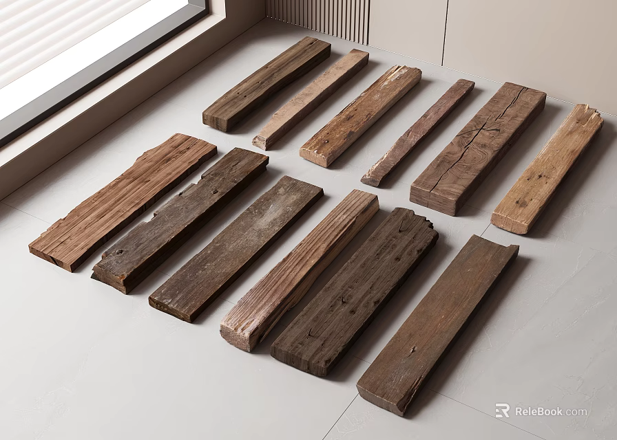 Rustic Wooden Planks With Different Colors And Textures For Interior Flooring Design 3d model 