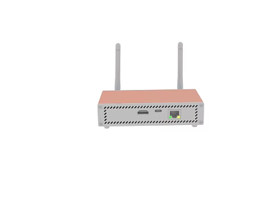 Wireless Network Router With Dual Antennas Orange Top Panel And Gray Base 3d model