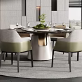 Private Dining Room With Round Table Green Chairs Chandelier Large Windows And Gray Walls