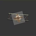 Vintage Biplane With Green Wings Red Circle Emblems And Spinning Propeller On Dark Background