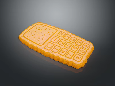 Creative Yellow Mobile Phone Shaped Electronic Device With Keyboard And Screen Textures 3d model