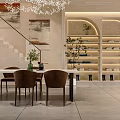 Modern Clothing Store Interior with Arched Display Shelves Apparel and Green Plants