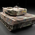 Modern Armored Tank With Camouflage Paint Long Gun Barrel And Heavy Tracks