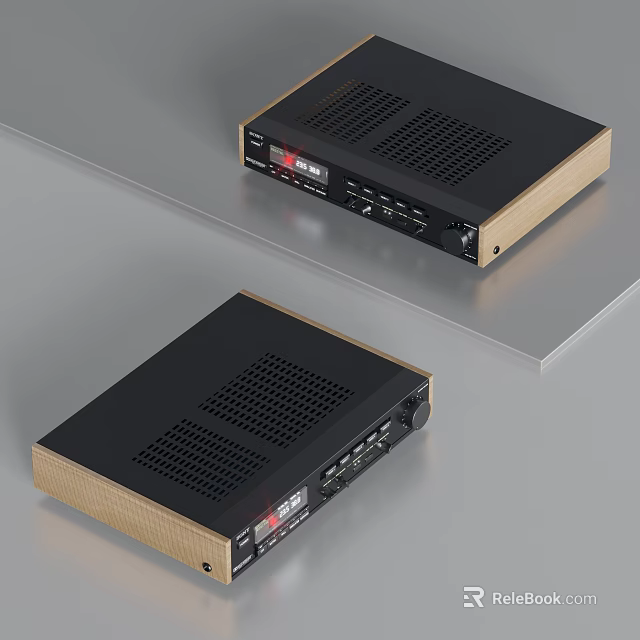 Sleek Black Gold Headphone Audio Systems With Control Panel And Ventilation Grilles 3d model 