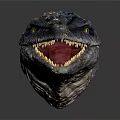 Detailed Crocodile Head Model With Sharp Teeth Textured Skin And Yellow Eyes