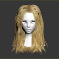 Detailed Human Head Model Featuring Long Blonde Wavy Hair With Natural Texture 3d model