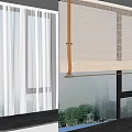 Beige Linen Roman Curtain Design For Window With Natural Light And City View