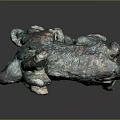 Ancient Bronze Rabbit Sculpture With Detailed Patina Texture And Artistic Design