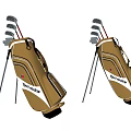 Titleist Golf Bags With Stand And Clubs In Brown And White Design