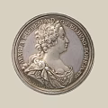 Antique Silver Badge Featuring Maria Theresia Portrait And Historical Inscription