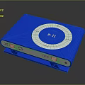 Blue Portable Digital Music Player With Circular Control Interface Play Pause Button And ON OFF Switch 3d model