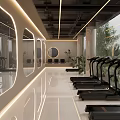Modern Fitness Gym Interior With Treadmills Mirrors Lighting And Spacious Workout Area