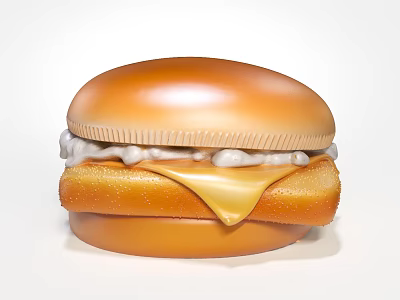 Delicious Juicy Hamburger With Soft Golden Bun Creamy Sauce And Melted Cheese 3d model