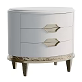 Modern Elegant White Nightstand With Three Drawers Gold Diamond Handles And Metal Legs