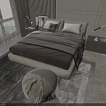 Modern Bedroom Interior With Double Bed Bedside Tables Lamps Gray Rug And Window View