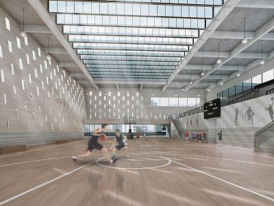 modern basketball court model