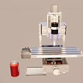 Small Desktop CNC Machine with Metal Frame Worktable and Red Tool Part 3d model