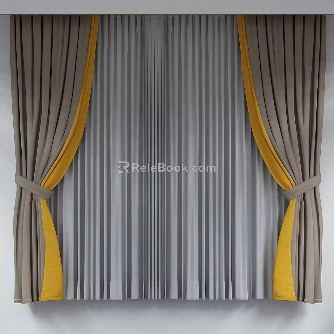 Plain curtains 3d model