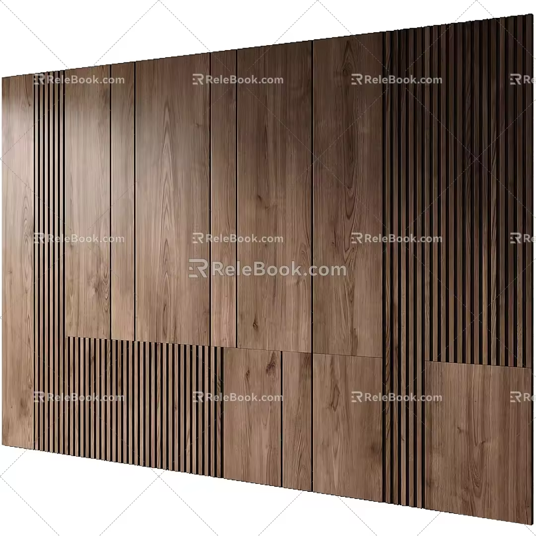Wood veneer clapboard modeling background wall 3d model