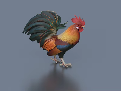 Vibrant Colored Reptile With Bright Scales Standing On Gray Background 3d model