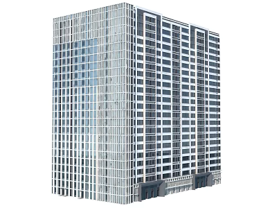 Modern High Rise Office Building With Glass Facade And Metal Frame Structure 3d model
