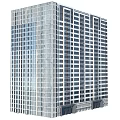 Modern High Rise Office Building With Glass Facade And Metal Frame Structure