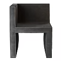 Modern Minimalist Leisure Chair With Black Leather Seat And Brown Wooden Frame