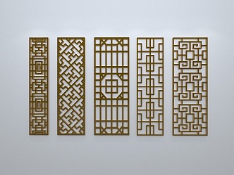 Chinese-style window grilles silhouette pane window sill border openwork window 3d model