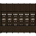 Modern Wooden Display Shelves With Multiple Layers For Cups And Bottles Storage