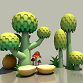 Cartoon Mushroom Photo Spot With Yellow Green Mushroom Trees Mushroom House Bowls And Grass