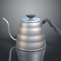 Stainless Steel Kettle With Long Spout Curved Handle And Layered Reflective Design