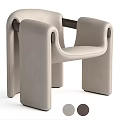 Modern Beige Leather Leisure Chair With Unique Armrests And Sleek Design