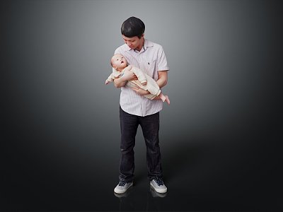 Modern Double Dad Baby 3d model