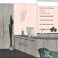 Meiji Modern Beauty Hair Salon Interior With Reception Desk Green Plants And Hanging Lights