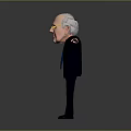 3D Cartoon Game and Movie Character of Elderly Man in Suit with Glasses Arms Outstretched