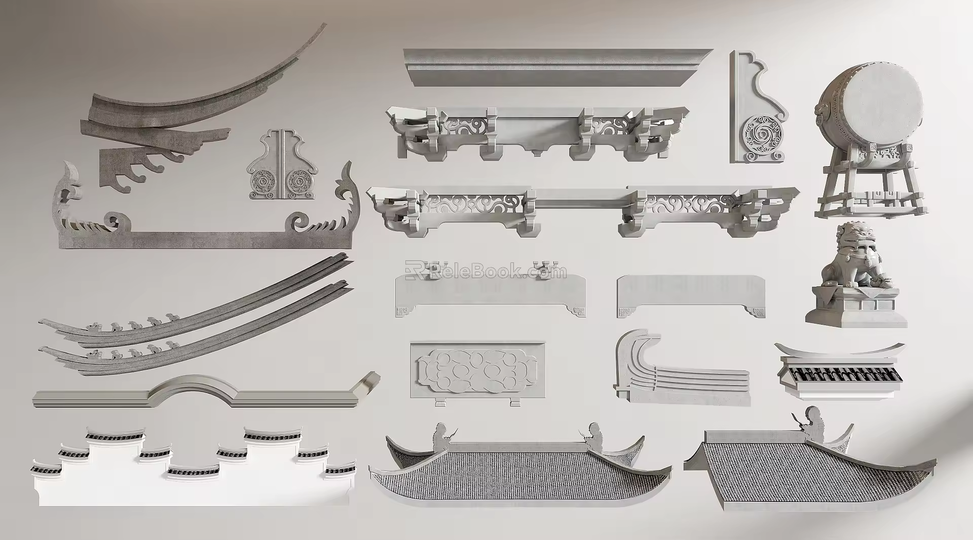 Chinese-style component building component 3d model
