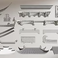Chinese-style component building component 3d model