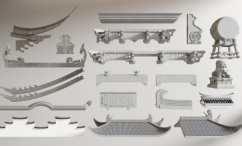 Chinese-style component building component 3d model