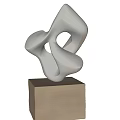 Modern Wooden Sculpture With Flowing Curves And Hollow Voids On Wooden Base