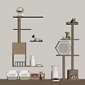 Modern Cat Nest Cat Climbing Rack Cat Food 3d model