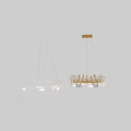 Elegant Modern Chandelier With Transparent Glass Leaf Shades And Golden Metal Frame