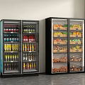 Commercial Display Refrigerators with Glass Doors Storing Beverages Fruits and Vegetables