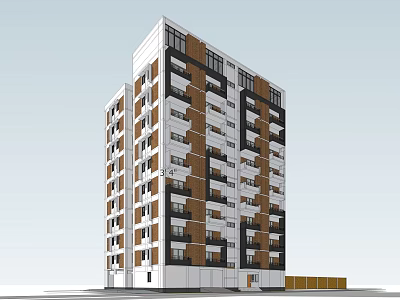 Modern Residential Apartment Building Exterior Design With Multiple Floors And Balconies 3d model