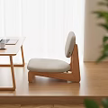 Modern Wooden Stools With Beige Cushioned Seats In Living Room With Coffee Table And Curtains